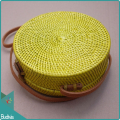 Yellow Rattan Bag With Belt