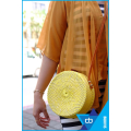 Yellow Rattan Bag With Belt