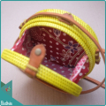 Yellow Rattan Bag With Belt