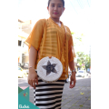 White Star Rattan Bag W/Belt