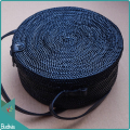 Black Rattan Round Bag With Leather Shoulder Strap