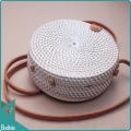 White Rattan Bag With Belt