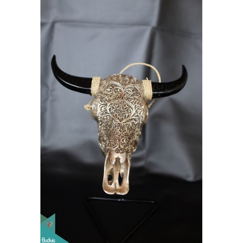 Artificial Resin Buffalo Skull Head Wall Decoration Gold , Resin Figurine Custom Handhande, Statue Collectible Figurines Resin