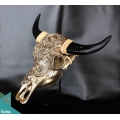 Artificial Resin Buffalo Skull Head Wall Decoration Gold , Resin Figurine Custom Handhande, Statue Collectible Figurines Resin