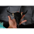 Artificial Resin Buffalo Skull Head Wall Decoration Black, Resin Figurine Custom Handhande, Statue Collectible Figurines Resin