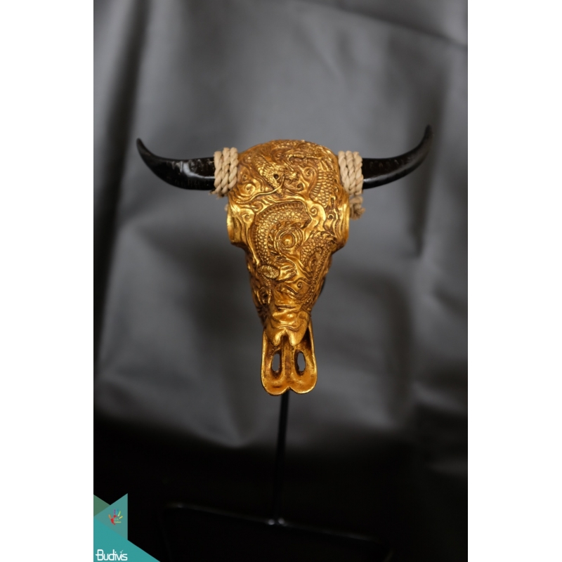 Artificial Resin Buffalo Skull Head Wall Decoration Gold , Resin Figurine Custom Handhande, Statue Collectible Figurines Resin