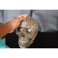 Artificial Resin Skull Hand Painted Wall Decoration Silver, Resin Figurine Custom Hand, Statue Collectible Figurine Resin