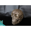 Artificial Resin Skull Hand Painted Wall Decoration Silver, Resin Figurine Custom Hand, Statue Collectible Figurine Resin