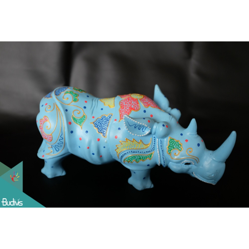 Artificial Resin Rhino Hand Painted Home Decor, Resin Figurine Custom Hand, Statue Collectible Figurine Resin