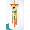 Indonesian Bird House Garden Hanging Hand Painted Green Bamboo Wind Chimes