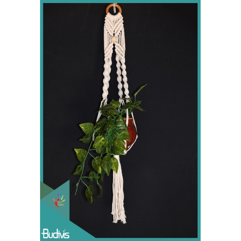 Bali Rope Hand Woven Hanging Macrame Flower Pot Planter, Macrame Plant Hanging Stand, Flower Pot Tree Macrame, Hanging Garden Planter