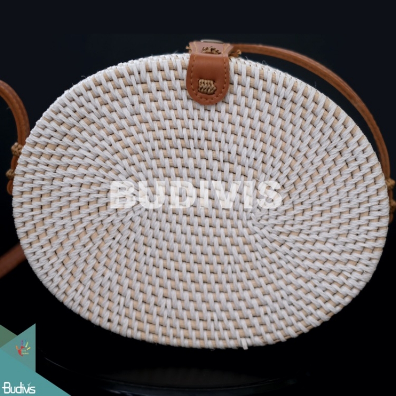 Best Selling White Synthetic Rattan Oval Bag