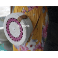 Production Of Round Packs Of White Synthetic Material With Tribal Circle Rattan