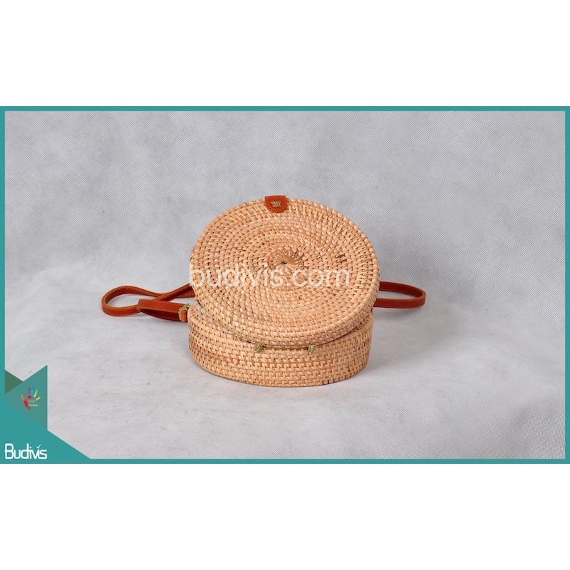 New Arrival Round Bag Light Brown Natural Rattan