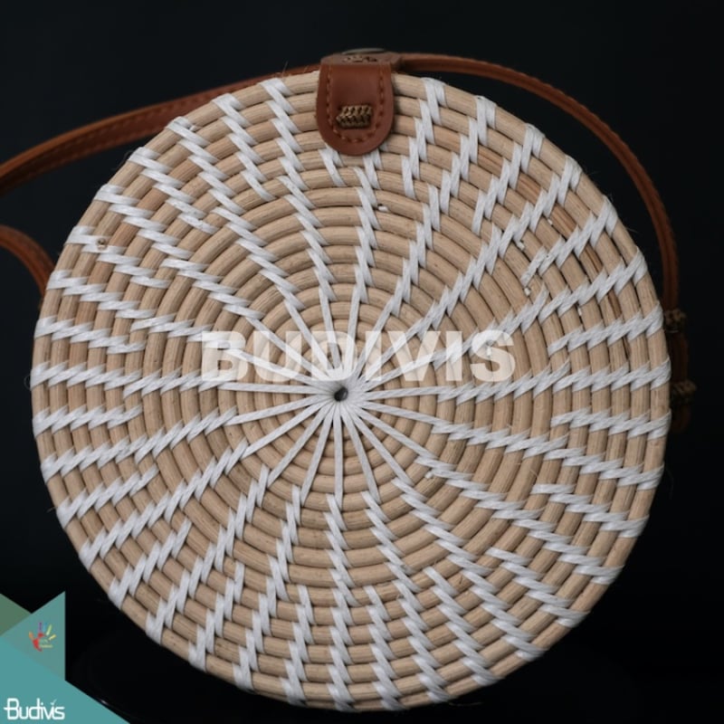 Hot Sale Round Bag White Synthetic Rattan