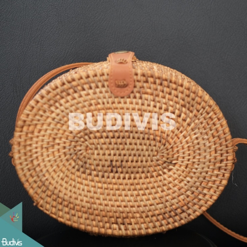 Bali Oval Bag Natural Brown Full Rattan