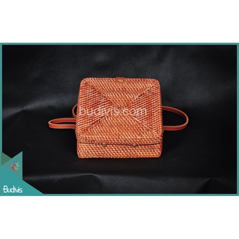 Manufacturing Square Bag Brown Natural Painting Rattan