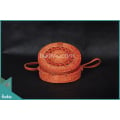 Hot Sale Round Bag Red Antique Painting Full Rattan With Tribal Circle