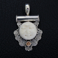 Wholesaler Bone Carved Moon Face Sterling Silver Pendant 925