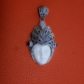 Wholesale Bone Carved Moon Face Sterling Silver Pendant 925