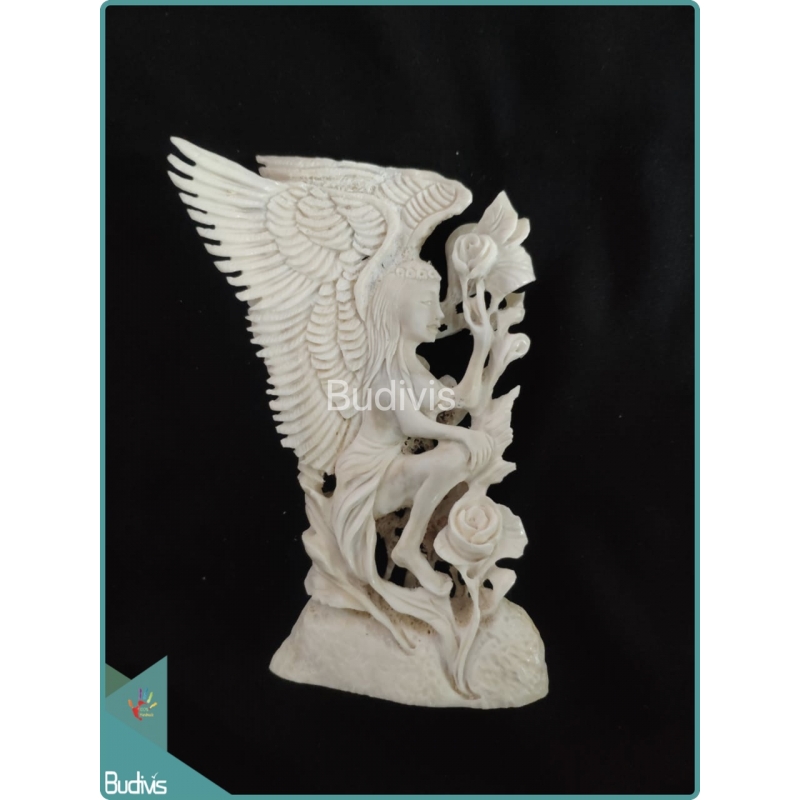 Angel Picking Roses Landscape Bone Carving Ornament