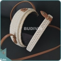 White Rattan Bag With Strap And Star Pattern