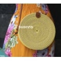 Round Yellow Solid Bali Rattan Bag