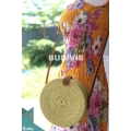 Round Yellow Solid Bali Rattan Bag