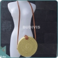 Round Yellow Solid Bali Rattan Bag