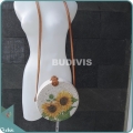 Sunflower Hand Painted Rattan Round Bag