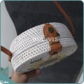 Single Sunflower Hand-Painted Rattan Round Bag