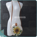 Single Sunflower Hand-Painted Rattan Round Bag