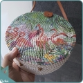 Flamingo Flock Of Bird Painted Bali Rattan Bag