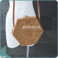 Natural Solid Color Hexagonal Bali Rattan Bag