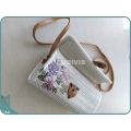 Rosa Multiflora Flower Hand Painted Mini Rattan Sling Bag