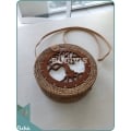 Carved Tree Pattern Bali Round Rattan Bag