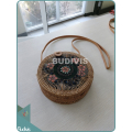 Chinese Woven Balinese Rattan Bag With Batik Pattern