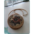 Chinese Woven Balinese Rattan Bag With Batik Pattern