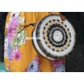 Round Black And White Woven Bali Rattan Bag