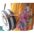 Round Black And White Woven Bali Rattan Bag