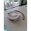 White Rattan Bag With Spring Pattern