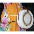 White Rattan Bag With Spring Pattern