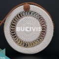 White Rattan Bag With Spring Pattern