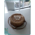 Brown Natural Rattan Woven Star Pattern Bag