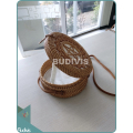 Brown Natural Rattan Woven Star Pattern Bag