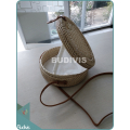 Round White Woven Heart-Shaped Rattan Bag