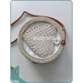 Round White Woven Heart Rattan Bag