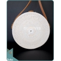 Sea Shell White Round Rattan Bag