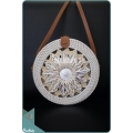 Sea Shell Flower Pettern And Braided Round Rattan Bag