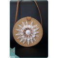 Shell Star Pattern Natural Round Rattan Bag